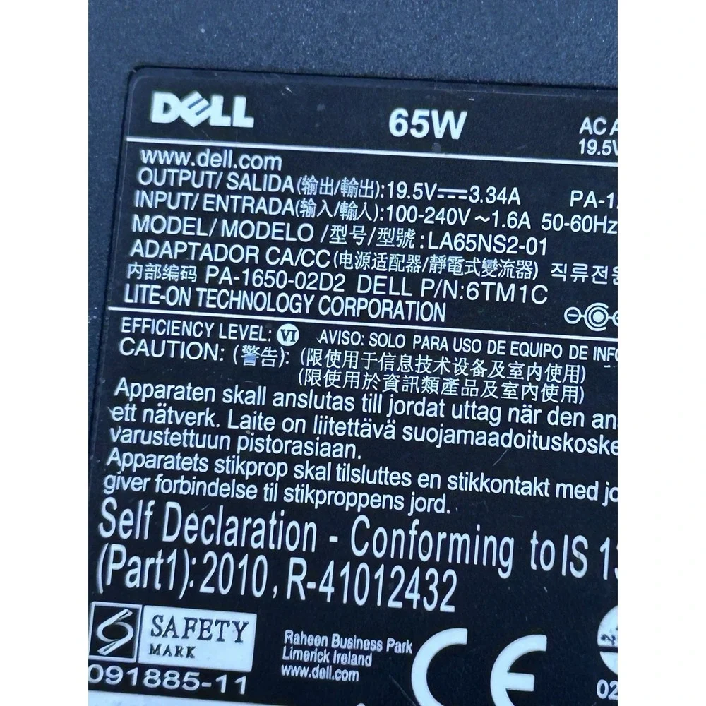 DELL‎ LA65NS2-01 19.5V 3.34A 65W Genuine Original AC Power Adapter Charger